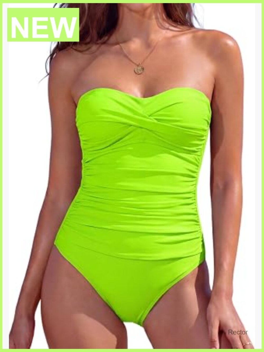 Tummy Control One Piece Swimsuit Bandeau Twist Front Ruched Push Up Strapless